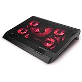 ENHANCE Gaming Laptop Cooling Pad Stand with LED Cooler Fans , Adjustable Height , &amp; Dual USB Port for 17 inch Laptops - 5 Ultra Quiet High Performance Fans 2550 RPM &amp; Built-In Bumpers - Red