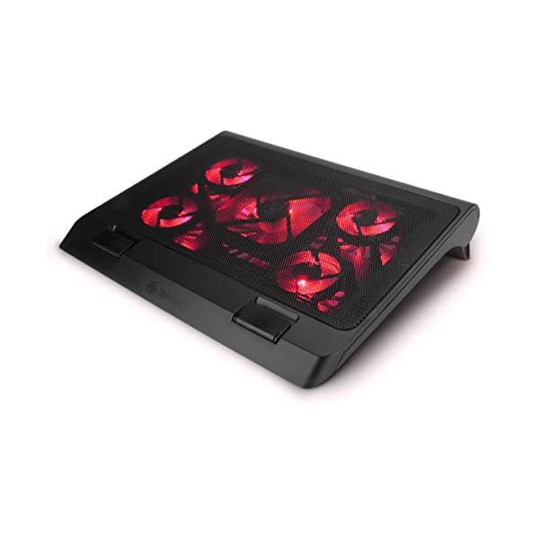 ENHANCE-Gaming-Laptop-Cooling-Pad-Stand-with-LED-Cooler-Fans-Adjustable-Height-and-Dual-USB-Port-for-17-Inch-Laptops-5-Ultra-Quiet-High-Performance-Fans-2630-RPM-and-Built-In-Bumpers-Red ENHANCE Gaming Laptop Cooling Pad Stand with LED Cooler Fans, Adjustable Height, and Dual USB Port for 17 Inch Laptops…