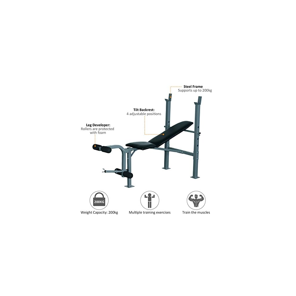 Heavy Duty Adjustable Multi Gym Chest Leg Arm Weight Bench w/4