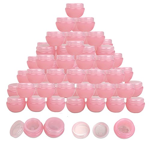 Beauticom 48 Pieces 10G/10ML High Quality Pink Frosted Container Jars with Inner Liner for Hoemmade Moisturizers, Lotions, Skin Care Products - BPA Free