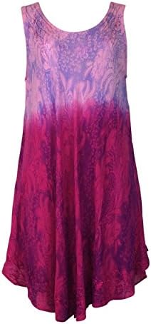 Women's Sleeveless Beach Poolside Casual Dress Swimsuit Cover Up (Fushia)