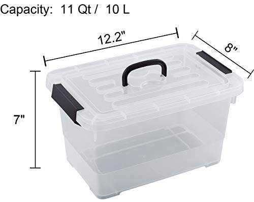 Livable Clear Plastic Storage Box with Black Handle, 11 Quart Storage Bin with Latch/Lid, 3 Pack - //medicalbooks.filipinodoctors.org