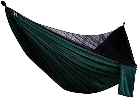 Hammock with Mosquito Net Lightweight Camping Hammocks Ultralight Portable Nylon Parachute Multifunctional tree Hammocks for Garden Travel ,Beach, Yard (Green, 8.84.5ft)