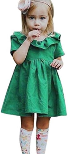 Children's infant baby girls solid ruffle bowknot princess dress costume