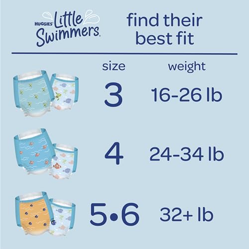 SWIM DIAPERS SIZE 3 (16-26 LBS), HUGGIES LITTLE SWIMMERS DISPOSABLE SWIMMING DIAPERS, 40 CT (PACKAGING MAY VARY)