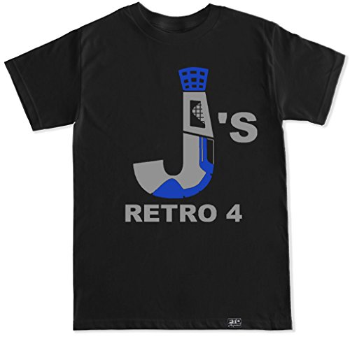 FTD Apparel Men's Jordan J's Blue Gray Retro 4 Black T Shirt