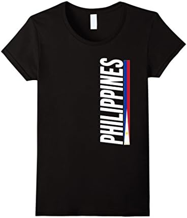 Womens Philippines T-shirt Filipino Tee Pilipinas National Flag Large Black