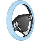 BDK Ultra Soft Blue Steering Wheel Cover, Unisex Car Accessories Non-Slip Comfy Soft Grip Faux Leather Auto Steering Wheel Cover for Cars Trucks Vans SUVs - Fits Standard 15" Inch Steering Wheels