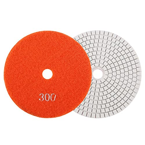 FTVOGUE 5inch 125mm Wet Diamond Grinding Disc, Polishing Pad Sanding Sandpaper Wheel for Granite Concrete Marble (300)
