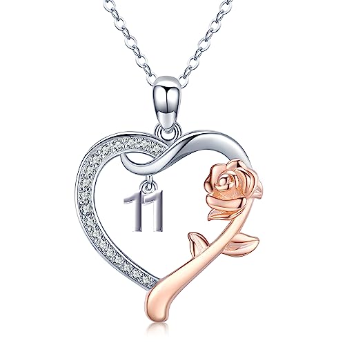 JUSTKIDSTOY Birthday Gifts for Daughter 925 Sterling Silver Love Heart Rose Flower Pendant Necklace for Women Mothers Day Christmas Anniversary Jewelry at Amazon
