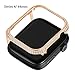 Callancity 44mm Metal Face Cover Plated Rose Gold Rhinestone Crystal Diamond Case Compatible with Apple Watch Series 4 for Men/Women (44MM Rose Gold)