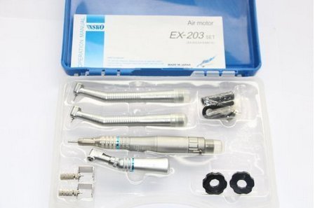 NSKI Portable Mini Unit Compressor 2 Holes with Water Bottle+ one Set High & low Speed Handpiece kit EX-203C 2 holes Wrench Type
