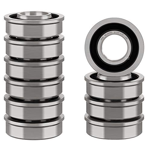 XiKe 10 Pack Flanged Ball Bearing ID 3/4" x OD 1-3/8", Lawn Mower, Wheelbarrows, Carts & Hand Trucks Wheel Hub for Suitable, Replacement for Ariens, MTD, JD, Snapper, Toro, Marathon ＆ AYP Etc.