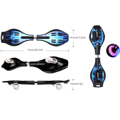 Magnitt Caster Board, Deluxe Junior Skateboard with Illuminating Wheels for More Excitement,Fun and Visibility, Twistboard for Kids 8+, Upgrade Color
