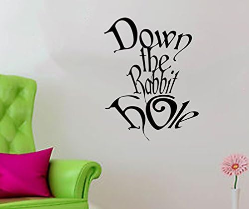 Down The Rabbit Hole- Alice in Wonderland Wall Decal 18x24 (Black)
