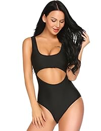 Ekouaer damaes, traje de baño de una pieza con estampado hueco de la cerradura