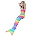 Anbaby Girl's 3 Pcs Mermaid Tail Swimwear Children Mermaid Clothing Cosplay Bikini Swimsuit Rainbow Style2 120CM