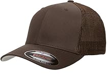 6511 Flexfit Mesh Cotton Twill Trucker Cap - OSFA (Brown)