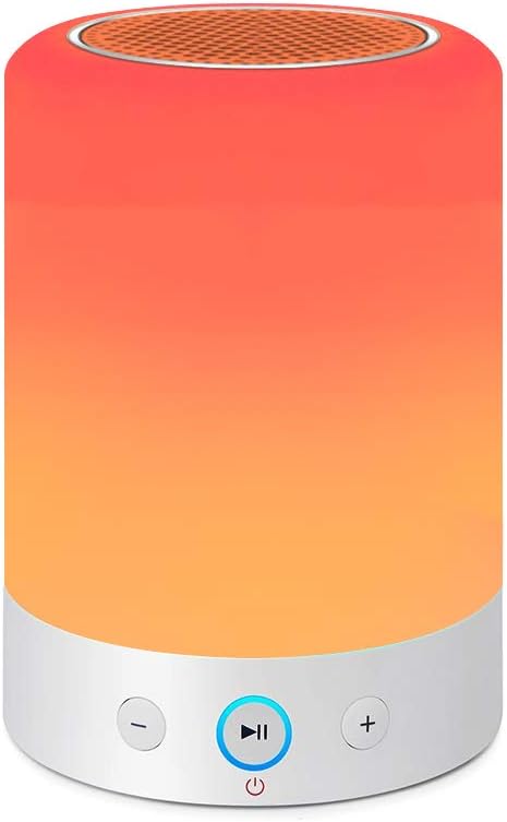 Bluetooth Speaker LED Lamp, LIGHTSTORY Touch Control Table Lamp with Sensitive Sensor, Smart Bedside Night Light for Reading in the Living Room with 7 Colors Changing ,Music Lamp for Young Children,White