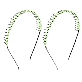 uxcell Lady Bright Green Black Metal Teeth Hair Hoop Headband 2 Pcs