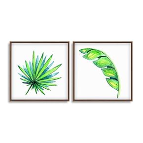 Framed Canvas Wall Art for Living Room, Bedroom Plant Theme Canvas Prints for Home Decoration Ready to Hang - 16"x16"x2 Panels