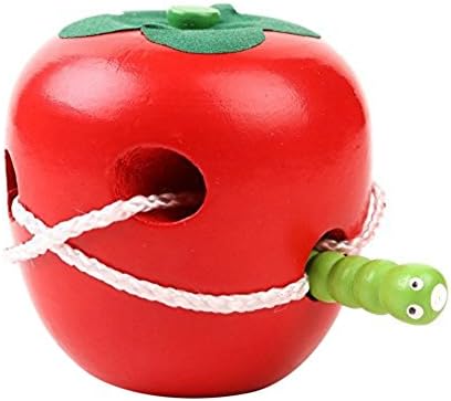 Lymocha 1x Kids Baby Educational Toys Cute Apple Shape Threading Wooden Toys for Children Birthday Gift