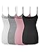 Made by Emma Basic Solid Long Length Adjustable Spaghetti Strap Tank Top BLACK/WHITE/HGREY/DARKPINK M