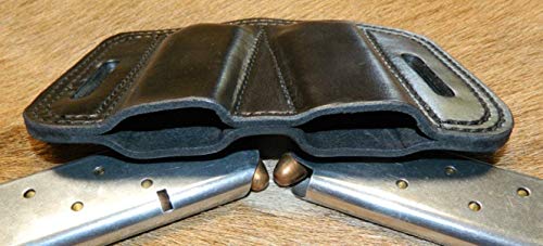 Leather - Double Magazine Ammunition Pouch, For .45 acp mags, Fits Colt 1911's; or Sig P220's magazines