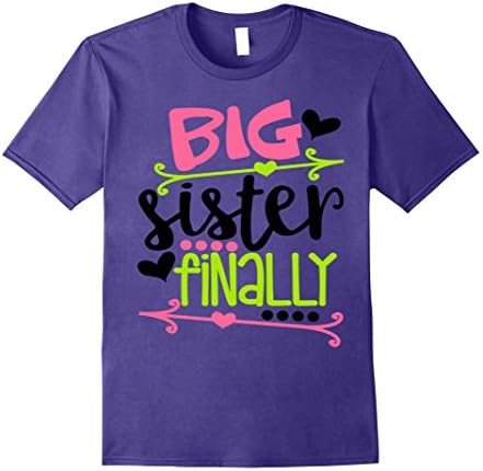 Mens Big Sister Finally Shirt Daughter Kids New Baby Pregnant Mom 2XL Purple