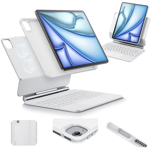 ESR Hülle mit Keyboard, Tastatur für iPad Air 11 Zoll(M3/M2, 2025/2024), Pro 11/Air 6/5/4, Magnetischer Ständer, Federnde Leuchttasten, Multi-Touch-Tr