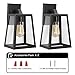Emliviar Outdoor Wall Lighting Fixture 2 Pack, Wall Light Fixture in Black Finish with Clear Bevel Glass, 12