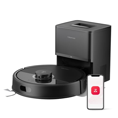 Q7 L5+ Saugroboter mit Wischfunktion, Automatischer Staubentleerung, Dual Anti-Tangle System, 8.000 Pa Saugkraft, LiDAR-Navigation,Wischroboter für Teppich, Tierhaare, APP Steuerung(Schwarz)