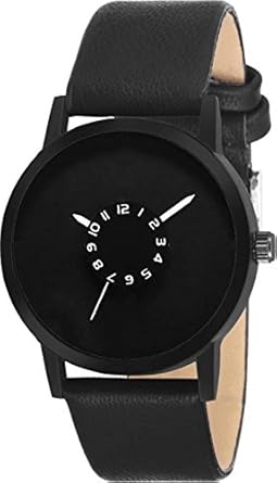Swadesi Stuff Amazing Black dial Stylish Leather Strap Black Color Analog Watch for Men & Boys 914