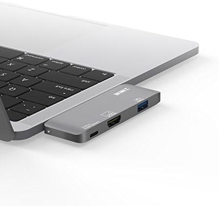 WNNT TYPE-C ADAPTER, for 2015/2016/2017 new 12/13/15" Macbook, with passing through charing, 4K HDMI, USB3.0A hub port, Full Aluminum housing, Space grey