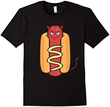 Men's Devil Emoji T-Shirt (Hot Dog With Horns) XL Black
