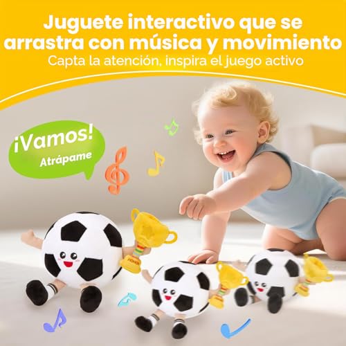 hahaland Baby Toys 6-12 Months – Popping Ball Football Toys Children 1 Year with Music & Recording, Tummy Time Interactive Plush Gifts Baby 6 9 12 Months