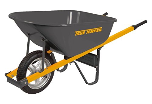 True Temper 6 Cubic Foot Never Flat Tire Steel Wheelbarrow - R6STSP25