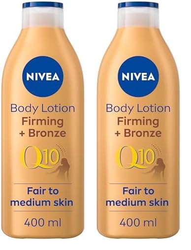 NIVEA Q10 Firming Plus Radiance Gradual Tan (400 ml), Firming Cream with Q10, Supports a Gradual Tan, Tanning Moisturiser for a Sun-Kissed Radiant Glow (Pack of 2)