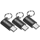aceyoon Micro USB to USB C Adapter 3 Pack Mini USB Type C Female to Micro USB Male Sync & Charge Connector With Keychain 2.4A for MacBook Chromebook Pixel, OnePlus 2