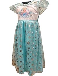 AME - Ropa de dormir para niña Disney Frozen Princess Elsa vestido de noche azul