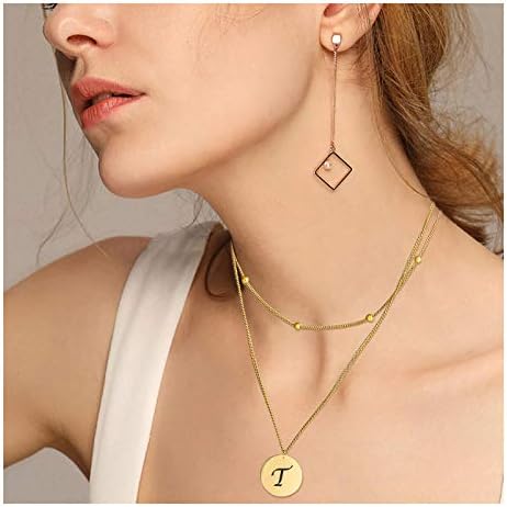 Aienid Sterling Silver Initial Alphabet Pendant Necklace for Women Personalized Gifts Gold