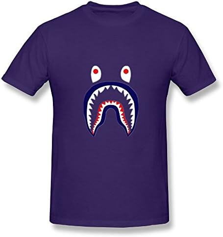 JUSTNICER Special Bape Shark.PNG Cotton Mens Unique Novelty Funny T Shirt Purple