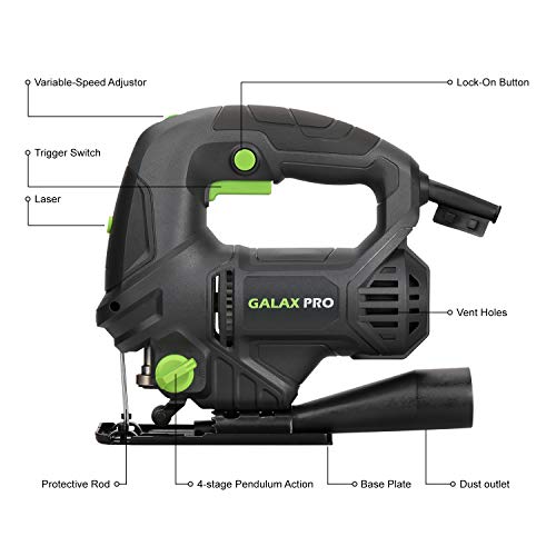 GALAX PRO 5 Amp 3000 SPM Jigsaw with Laser Guide, Variable Speed, 4