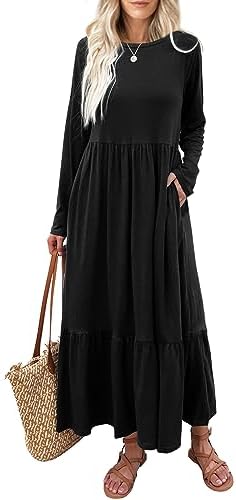 long sleeve jumper and pleated bottom dress women's solid color long sleeve jumper and pleated bottom dress Pleated Bottom Maxi Dress With Dramatic