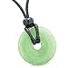BestAmulets Amulet Lucky Coin Shaped Donut Healing Green Quartz Charm Magic and Protection Powers Necklace