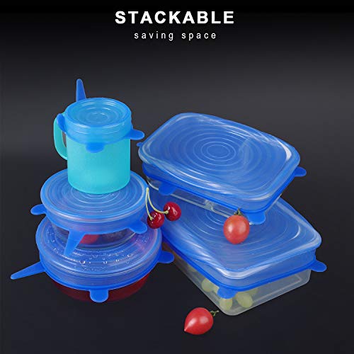 Silicone Stretch Lids,13 Pack Bowl Covers Food Huggers Reusable Expandable Containers for Fruits Vegetables Cups Bowls Dishes Cans (12 PACK)