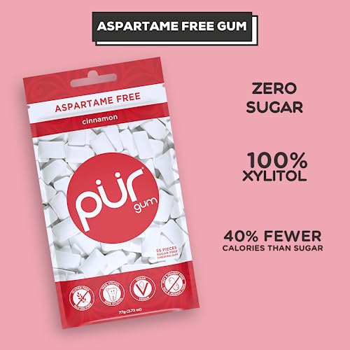 PUR Gum Aspartame Free Chewing Gum 100 Xylitol Sugar Free, Vegan