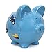 Child to Cherish Ceramic Piggy Bank for Boys, Construction Trucks, Blue