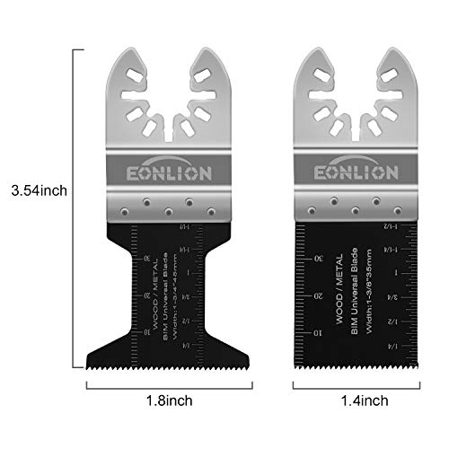 EONLION 50 Metal Wood Universal Oscillating Multitool Quick Release Saw Blades Kit Fein Multimaster Porter Cable Black&Decker Bosch Dremel Craftsman Ridgid Ryobi Milwaukee Dewalt Rockwell 20 for Metal - Thumbnail 2