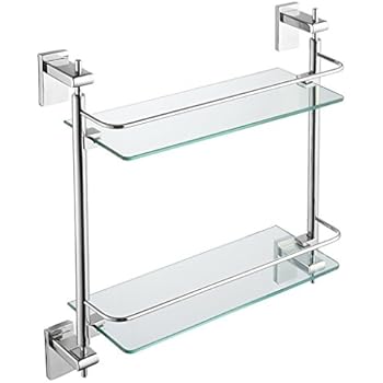 floating bathroom shelf with rail